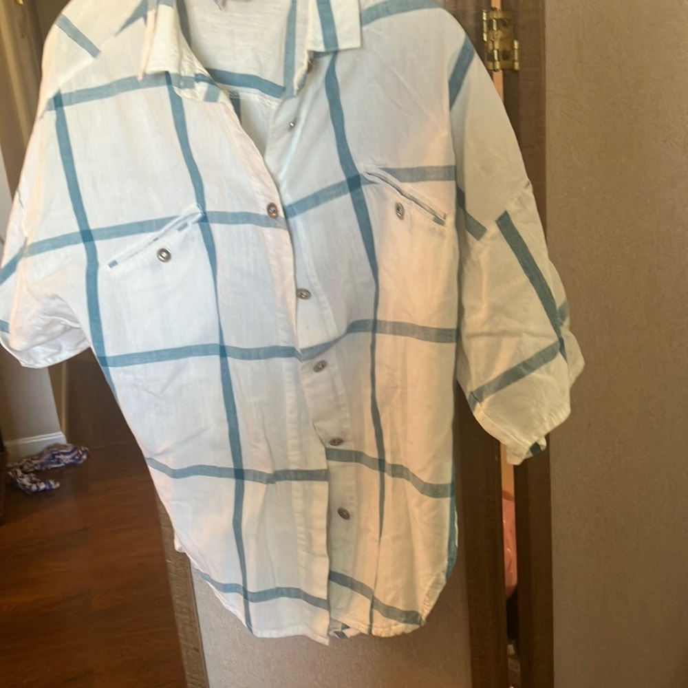 FINAL MARKDOWN Diane von furstenburg Blue Checkered blouse 10